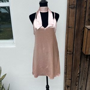 baby pink sink mini dress with matching scarf